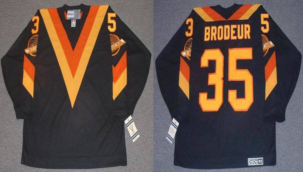 2019 Men Vancouver Canucks #35 Brodeur Black CCM NHL jerseys